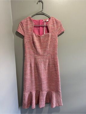 Pink Tweed Fit-and-Flare Dress